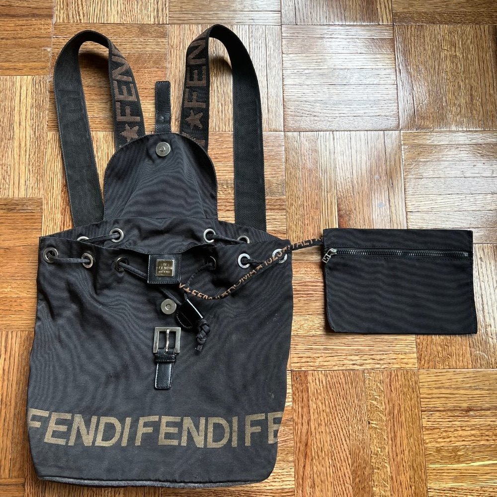 FENDI Vintage Zucca Drawstring Backpack